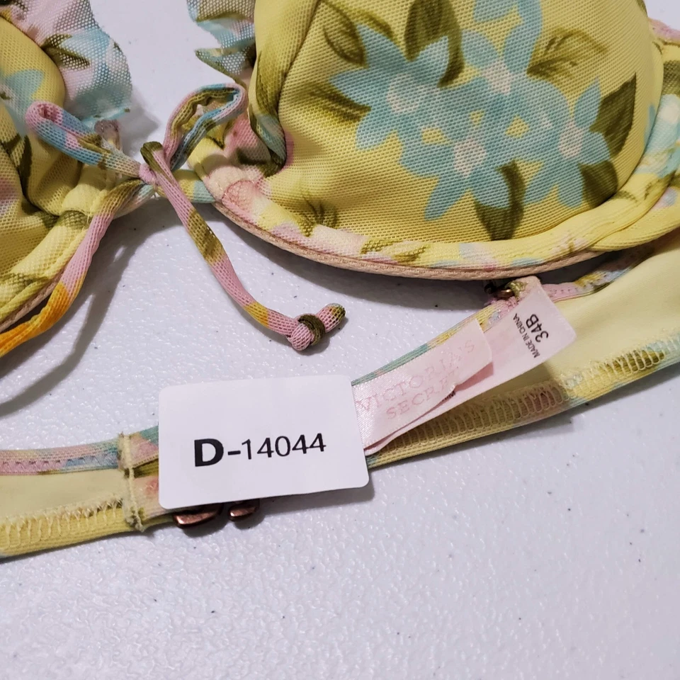 Traje de baño para mujer Victoria's Secret 34B amarillo floral bikini push up volantes Foto 2 de 4