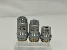 AmScope Achromatic Microscope Objectives : 4X, 10X, 40X Lot of 3 pcs - DIN std