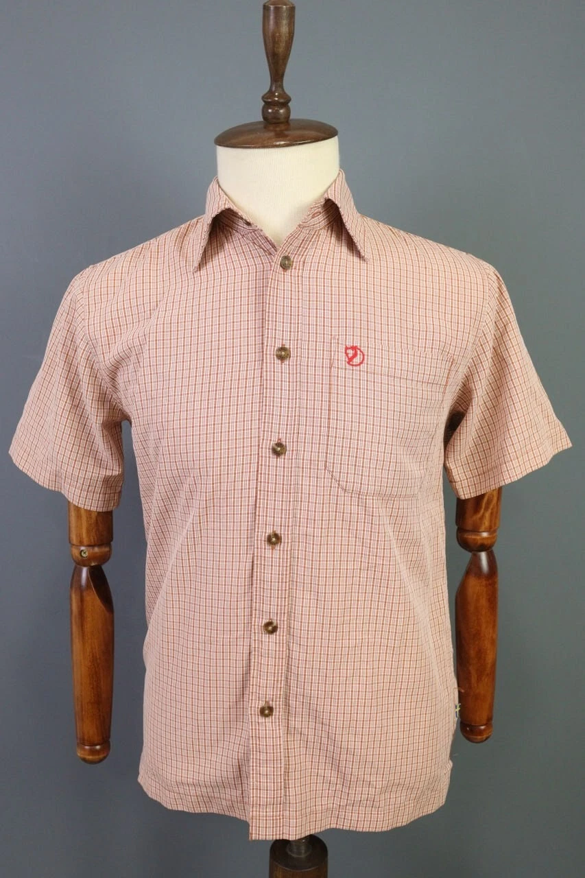 Fjall Raven Brown Check Hiking Short Sleeve Button Down Shirt Size S