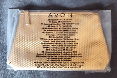 Kosmetiktäschchen -AVON - 23 x 14 cm -goldfarben- ungeöffnete Originalverpackung