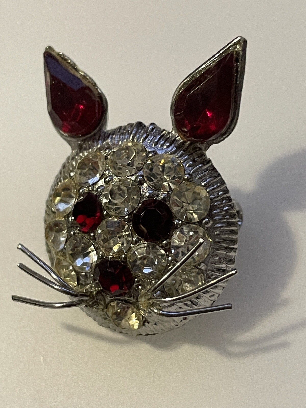 Vintage Unsigned WARNER Ruby Red & Clear Rhinesto… - image 2