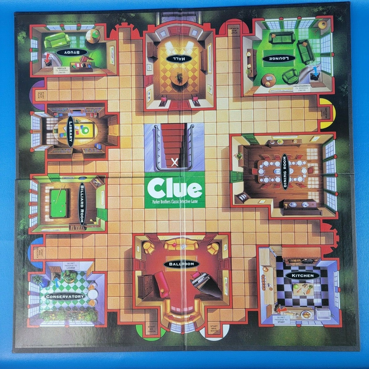 Clue Game Board Only Quad Fold Replacement Game Part Piece Wall