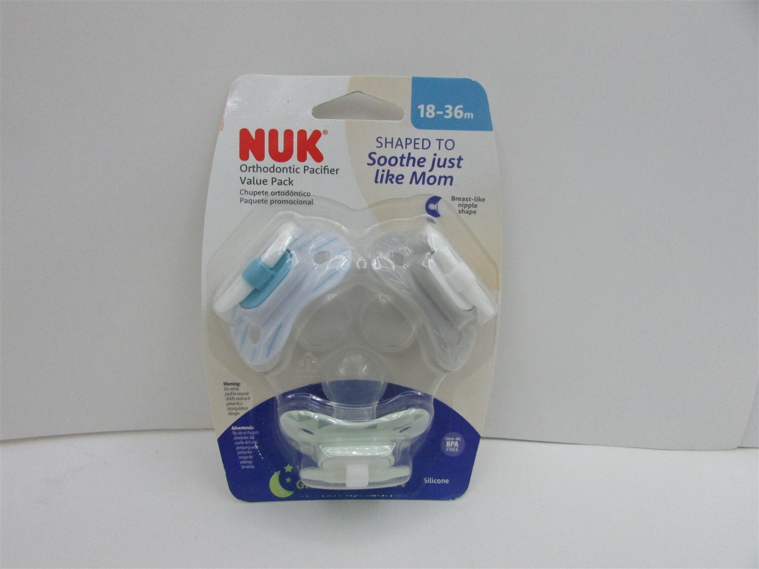NUK Orthodontic Pacifier, 18-36 Months, Assorted Colors, 3 Count