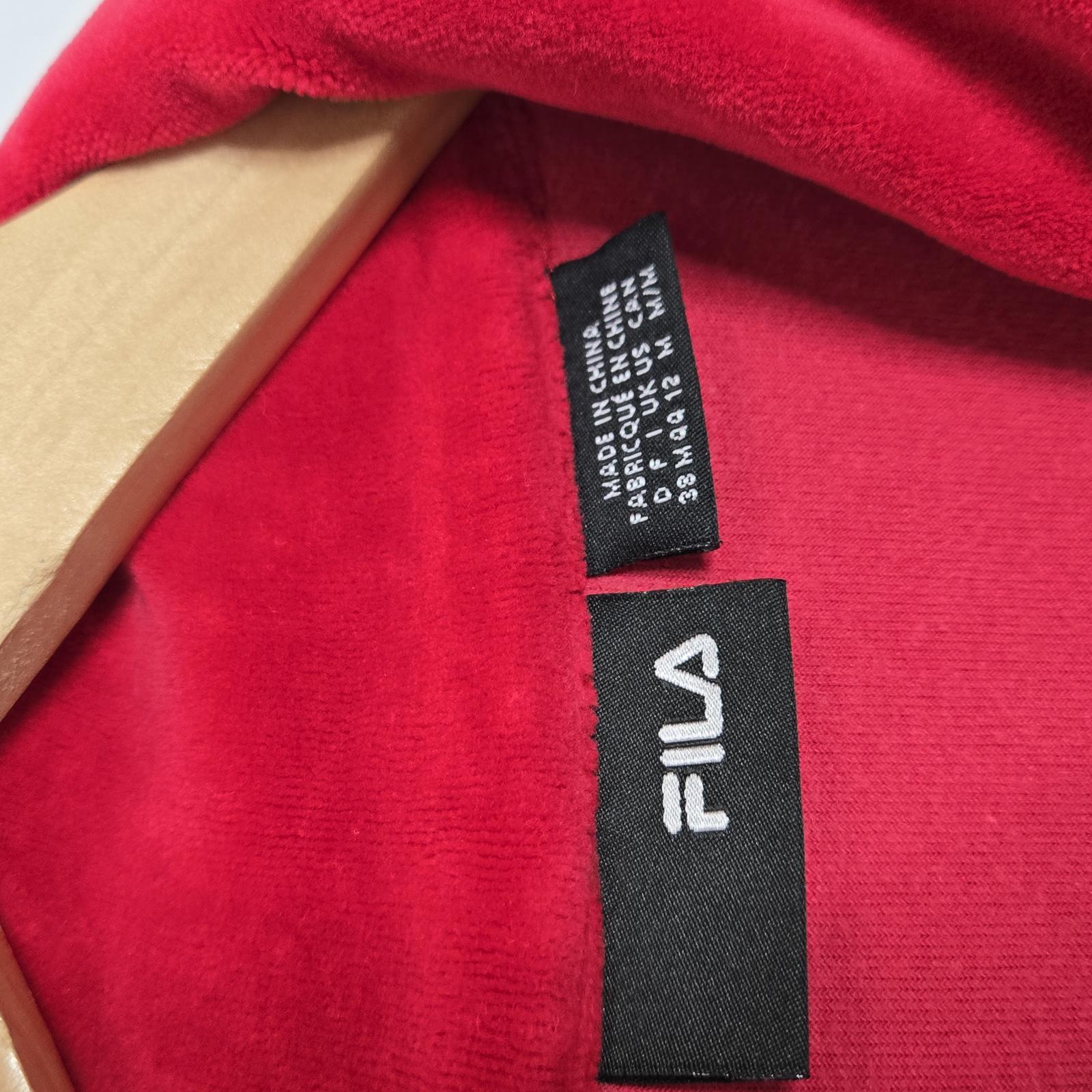 Giacca Fila vintage donna media rossa blu velluto pista zip finto collo colorblock