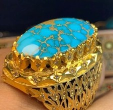 Natural Feroza Men Ring Turquoise Silver Natural Stone Silver 925