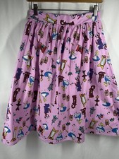 DISNEY ALICE IN WONDERLAND Womens Skirt Small Midi Flare Retro Pin Up Style