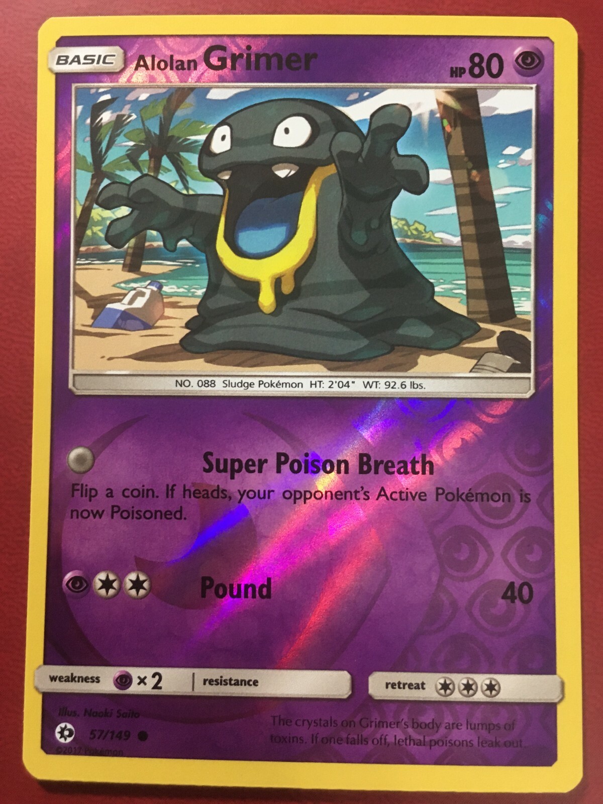 POKEMON ALOLAN GRIMER 57/149 SUN & MOON BASE SET COMMON REVERSE HOLO NEAR MINT