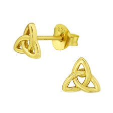 14ct Gold-Plated 925 Sterling Silver Trinity Knot Stud Earrings