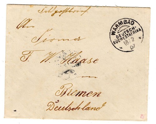 DSWA 1907 WARMBAD Mini Postal Letter