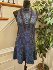 Free People Women's Floral Cotton Sleeveless Mock Neck Knee Length Dress Size M