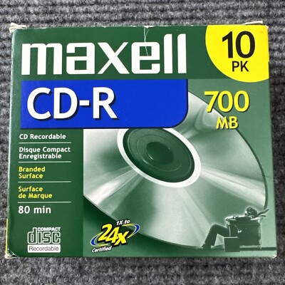 Maxwell CD-R 700MB 80min Recordable Disc 10pk 1x To 24x Certified
