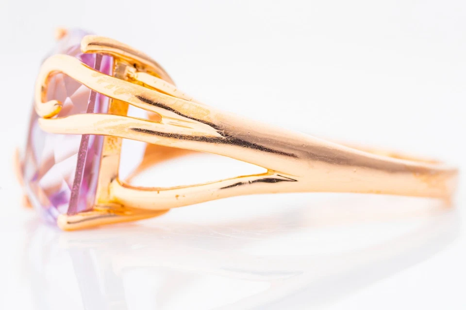 CA19  Modern Rose Gold Free-Form Amethyst Cocktail Ring, Size 9, 12x10mm Stone - Image 3 of 4