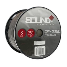 SoundBox CW8-250BK, 8 Gauge 250' CCA Amplifier Power / Ground Amp Wire Spool