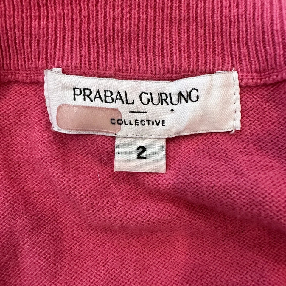 Prabal Gurung Collective Barbie Hot Pink peony pom pom sweater top size 2 XS - Image 4 of 4
