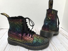 Dr Martens 1460 Pascal Glitter J Kids US 2 Rainbow Ankle Zip Boot Shoes  CUTE 