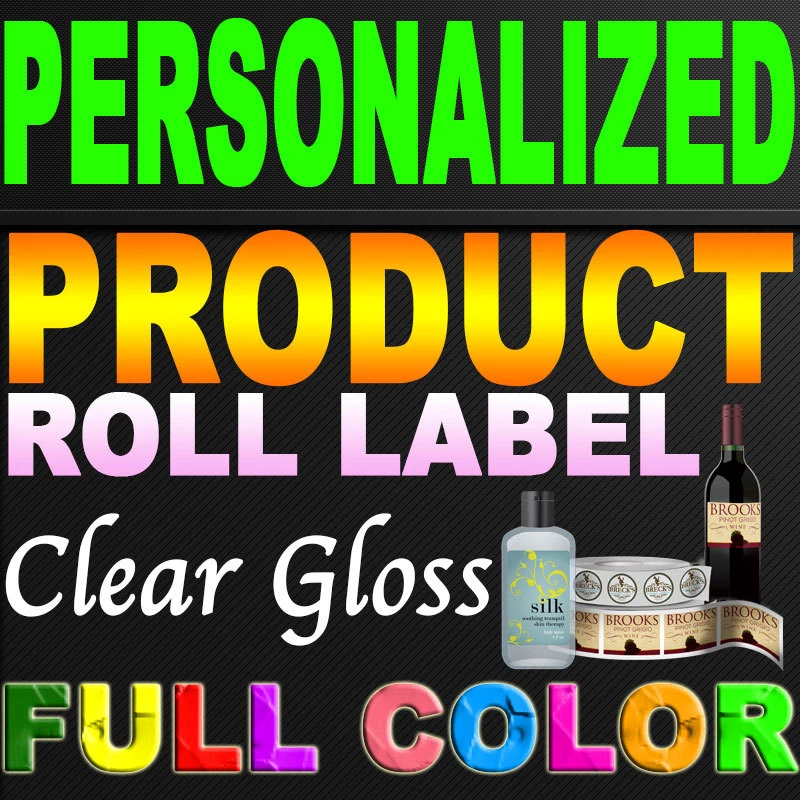 500 Custom Printed Product Roll Label Clear Gloss Indoor Laminate 1.0" x 1.0" - Image 1 of 1