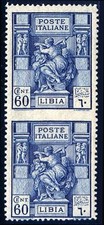 Colonie Italiane Libia 1924 Sibilla cent 60 Coppia rara varietà