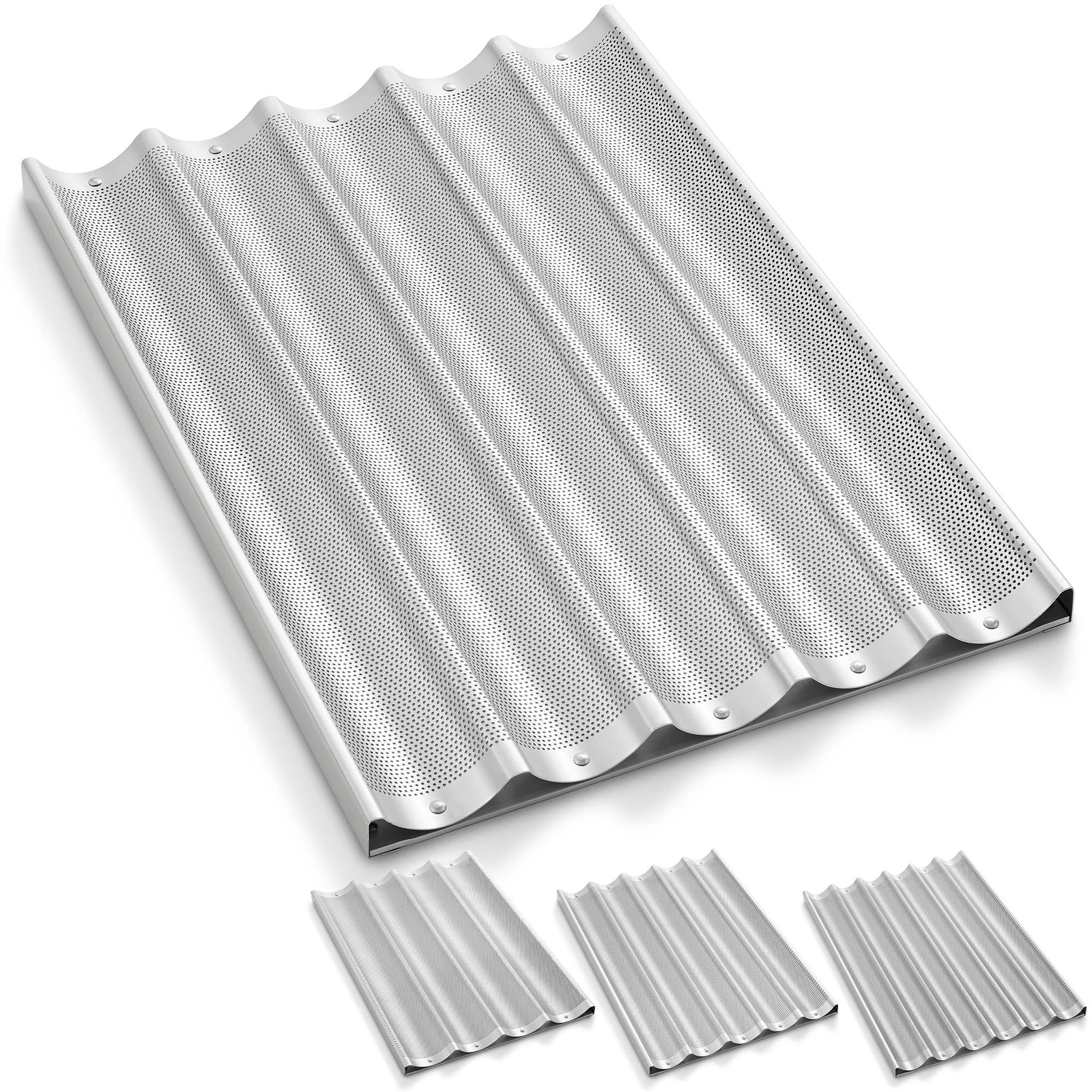 Commercial 18x26 Aluminum Baguette Pan, Perforated French Bread Pan