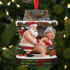 Naughty Old Couple Christmas 2D Flat Ornament, Naughty Old Couple Xmas