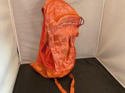 Eddie Bauer Packable Stowaway Backpack 20L Hiking Marbled Orange Travel