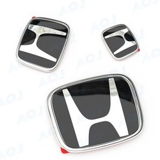 3pcs Blacksilver Front Griile Emblem Rear Trunk Badge For 2006-2011 Civic 2dr 3pcs Blacksilver Front Griile Emblem Rear Trunk Badge For 2006-2011 Civic 2dr