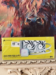 CORSAIR H100i RGB ELITE Liquid CPU Cooler - White - 16 Dynamic RGB LEDs - AF120