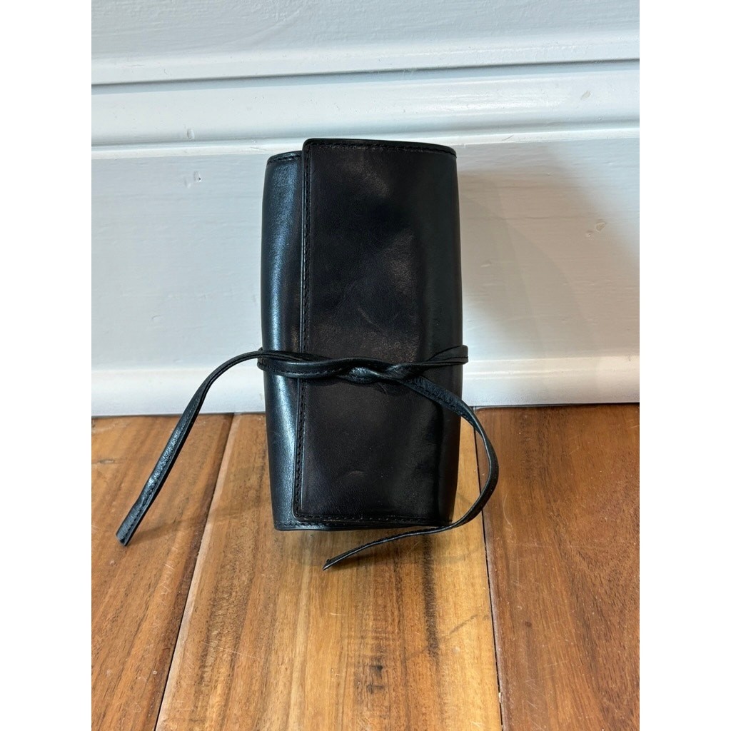 Tony Perotti Roll Travel Jewelry Case Black Made in Italy