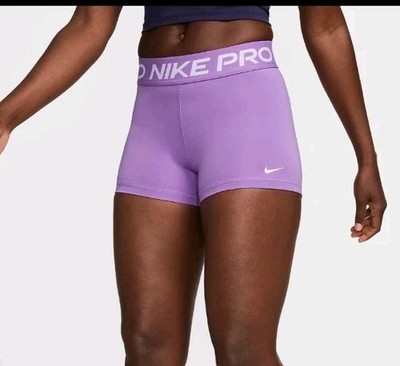 Women's Medium Nike Pro  3'' Dri-FIT Training Shorts Black Raspberry Mid-Rise 