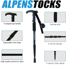 2X Trekking Poles Nordic Walking Hiking Sticks Adjustable Anti-shock Alpenstock