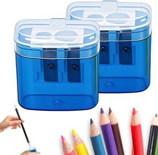 Pencil Sharpeners, Handheld Pencil Pharpener for Kids with Lid, 2 Holes Mini Com