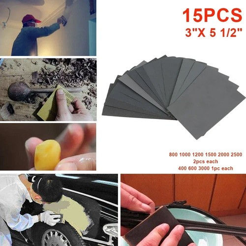 15Pcs/Set Sandpaper 400 600 3000 800 1000 1200 1500 2000 2500 Grit Sand Paper Wa - Picture 1 of 7