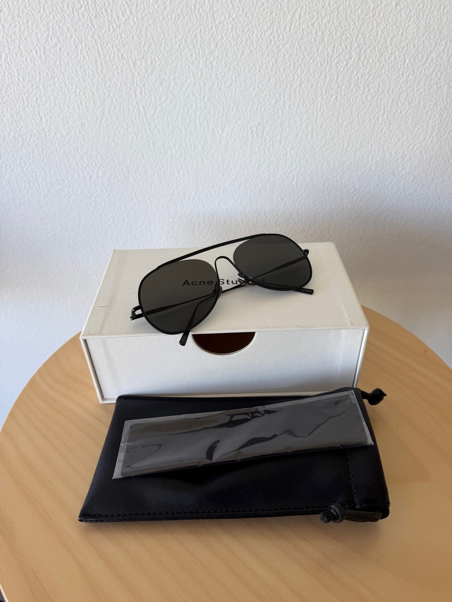 New acne studios spitfire sunglasses black metal aviator | eBay
