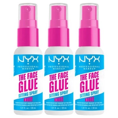 NYX Professional Makeup The Face Glue Setting Spray Mini 1.01 fl oz, Pack of 3