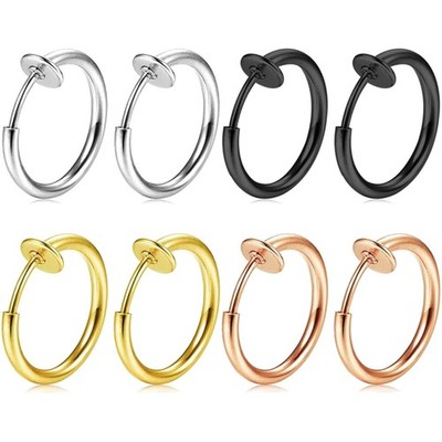Fake Piercing Ring, Nasen Clips, Edelstahl, hypoallergen, 8er Set, Clip, sept...