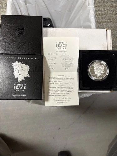 US Mint 2023 s Peace Silver Dollar Proof San Francisco 99.9 Silver With COA BOX