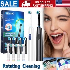 Rotating Electric Toothbrush for Adults 4 Replacement Brush Heads 5 Modes Timer