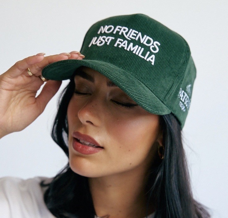 Les Patrons × PATRÓN Tequila — “No Friends Just Familia” Corduroy Cap - Green