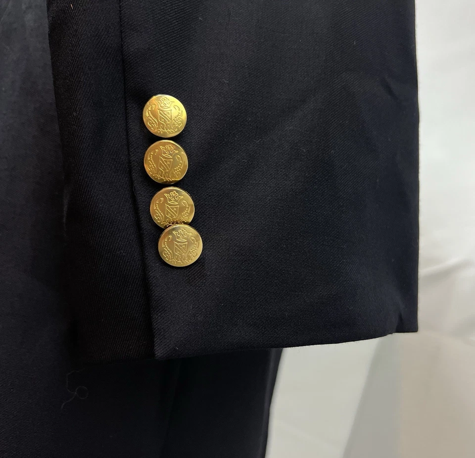 Jos. A. Chaqueta Blazer Bank Para Hombre 50R Lana Azul Marino Dorado Botón Doble Pecho Foto 2 de 4