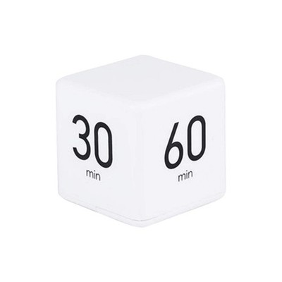 Cube Timer - 5, 15, 30 & 60 Min for Time Management (White) Kitchen & White