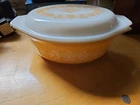 Vtg Pyrex Butterfly Gold Oval Casserole Dish 1 1/2 Qt Baking Dish With Lid O43