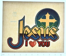 Original VINTAGE 1970s Heat Transfer | Jesus I Love You Cross Graphic