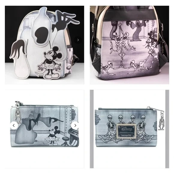 Loungefly Disney HAUNTED HOUSE MICKEY Skeleton Dance Backpack & Wallet Set - HTF