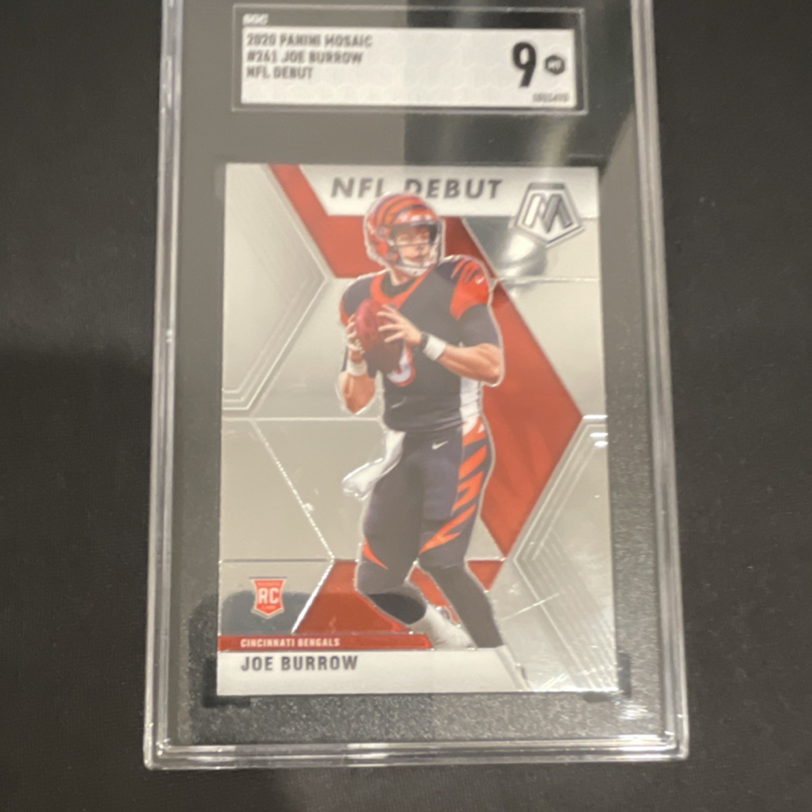 2020 Panini Mosaic Joe Burrow NFL Debut Silver Prizm Rookie #261 SGC 9 Bengals