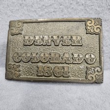 Dix Leather CO. Belt Buckle DENVER COLORADO 1861 Heavy Thick Vintage Brass 1976