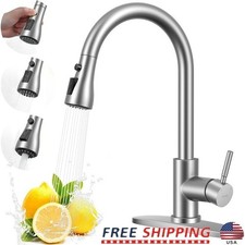 Multi-Function Kitchen Faucet Pull Down Sprayer High Arc Stainless Steel New
