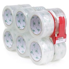 12 Rolls Clear Packing Tape Rolls with Free Dispenser, Heavy Duty Refill Tape...