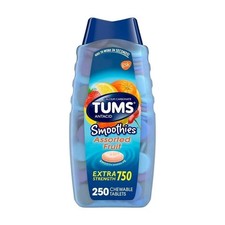 TUMS Smoothies Extra Strength Antacid   250 Tablets -Fast Relief - FREE SHIPPING