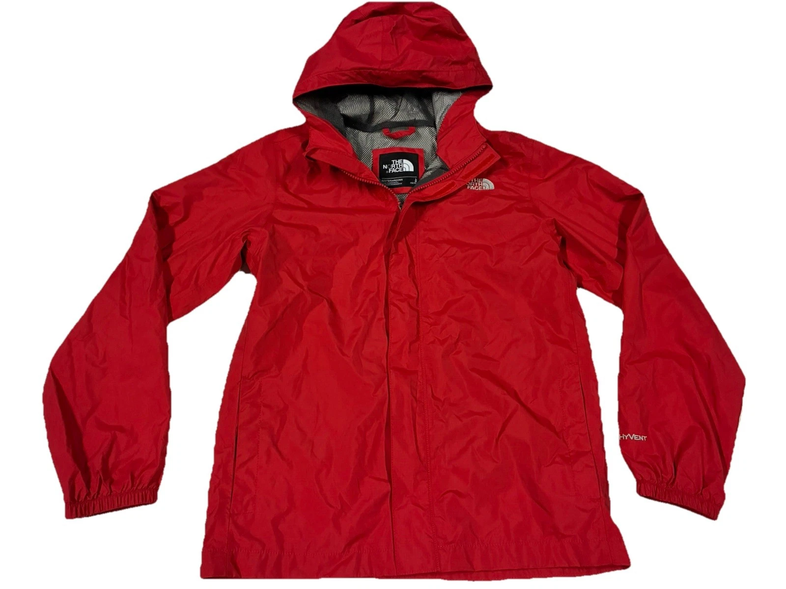 The North Face TNF Hyvent Rain Wind Red Boys Youth Hooded Full Zip Coat Jacket
Opens in a new window