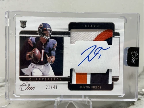 2021 Panini One #34 Justin Fields RC RPA Auto /49 Sealed On Card Auto Rookie