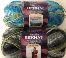 1 Skein Bernat Mosaic Yarn- Mineral or Ambrosia "4" 3.5 oz each